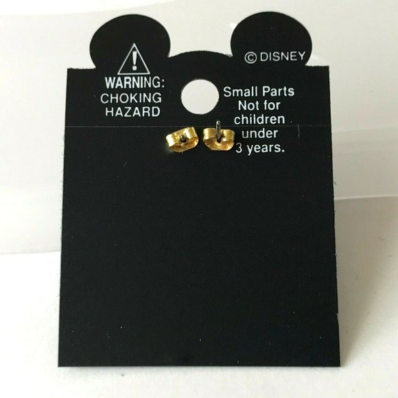 Vintage Disney Mickey Mouse Earrings Crystal Gold Plated Dainty Sparkly Clear - Picture 3 of 5